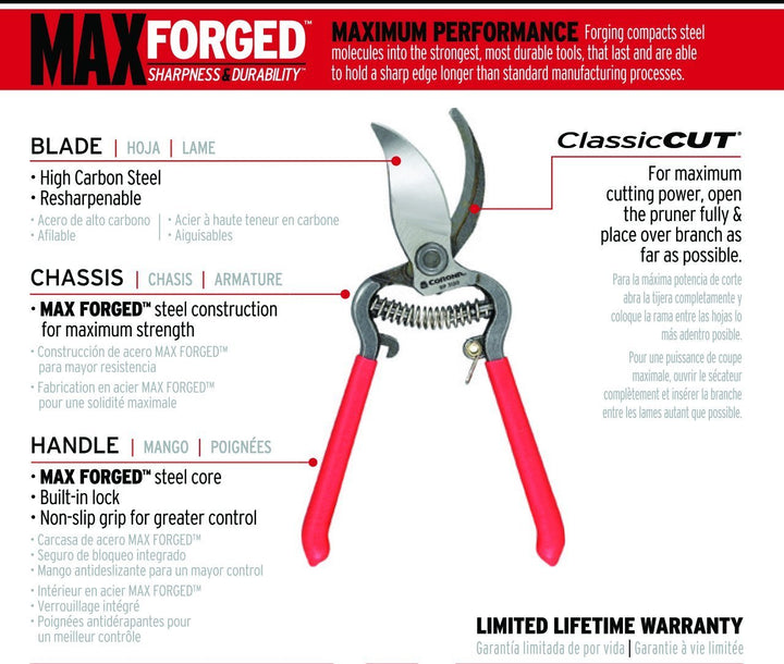 ClassicCUT Forged Bypass Pruner, 1/2-inch cut
