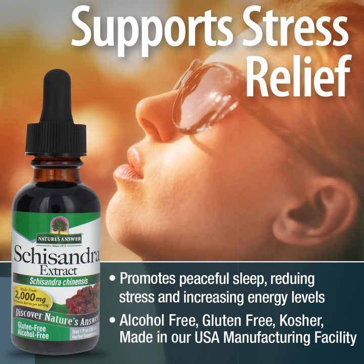 Nature's Answer Schisandra Berry Extract - Alcohol Free, Gluten Free, Stress, Fatigue, Relaxing Support - Made in USA - Adrenal Support Supplements for Everyone