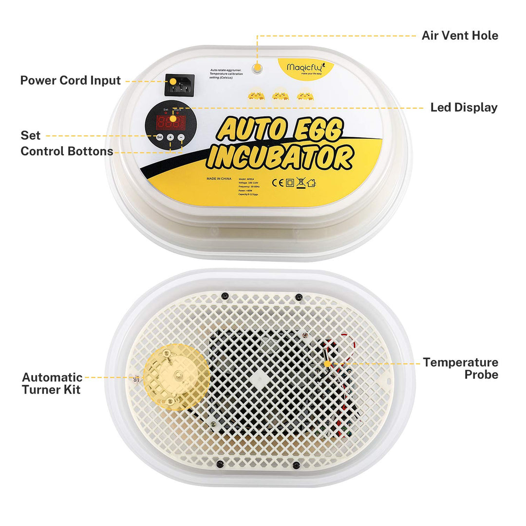 Mini Egg Incubators for Hatching Eggs, with Automatic Egg Turning, 9-12 Eggs Hatching Incubator for Chickens, Ducks, Goose, Birds