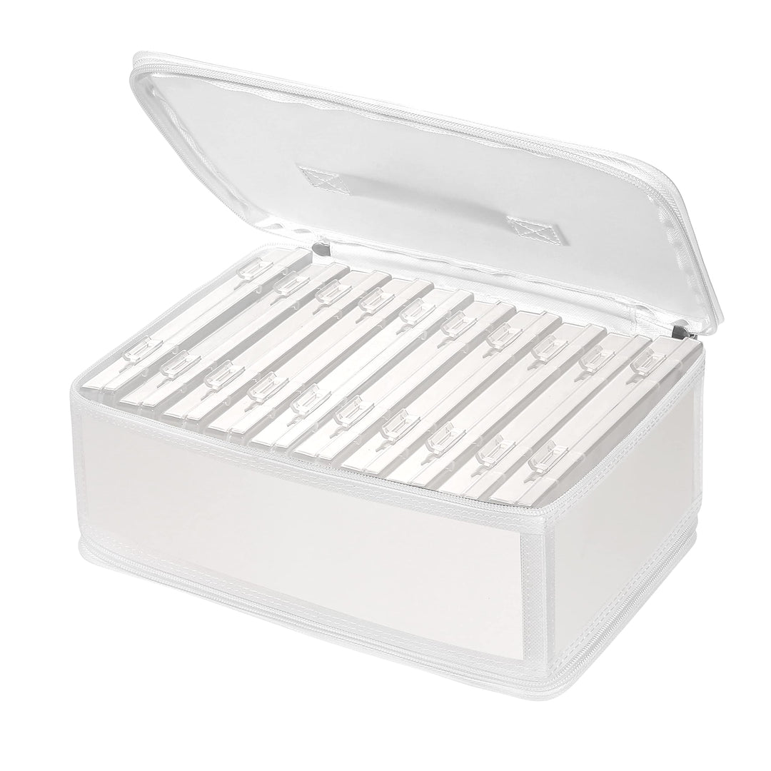 Photo Storage Bag 4x6, 10 Inner Large Photo Storage Box Photo Cases Store up to 1000 Photos, Photo Organizer Cards Craft Keeper with Handle for Photo Puzzles Cards Seed Packets (White)