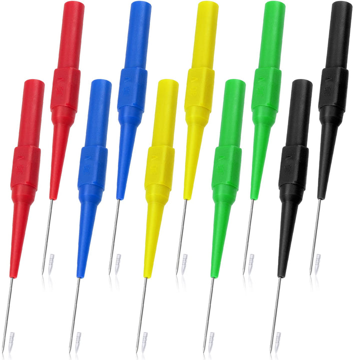 10 PCS 0.7mm Test Probe Pins, Non-Destructive Insulation Piercing Needle Testers, Stainless Steel Multimeter Probes for Banana Socket Plug, Car Test, Automotive Repairing