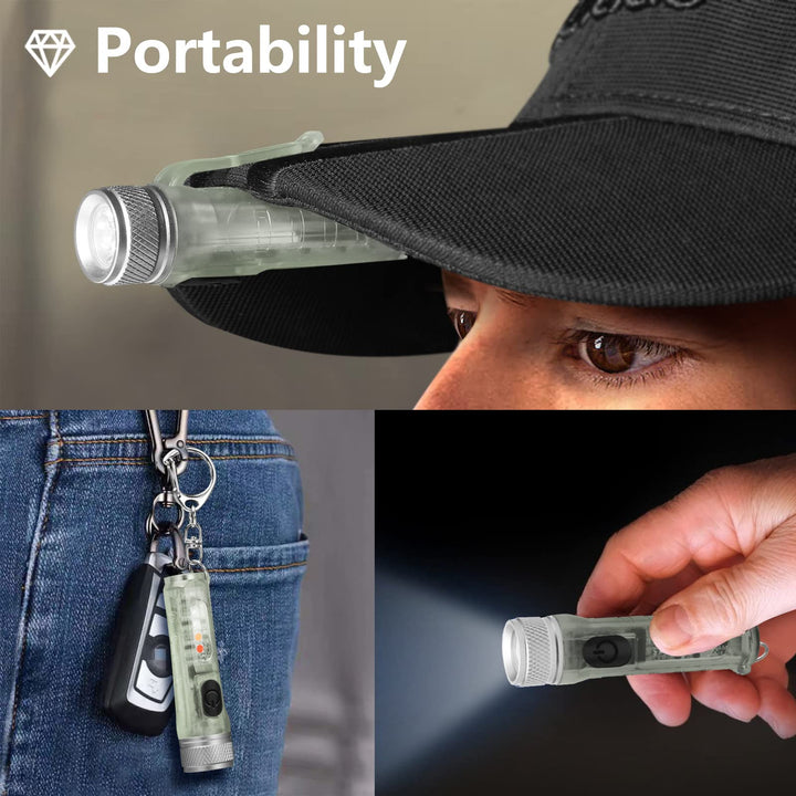 Mini LED Flashlight, Pocket Flashlight with Keychains, 11 Modes High Lumens Flashlights, USB Rechargeable, Super-waterproof, Multifunctional EDC Flashlights as Camping Accessories and Daily Use