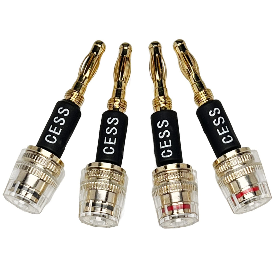 CESS-187 Banana Plug Connect to Spade Fork Plug Speaker Cable Adapter, 4 Pack