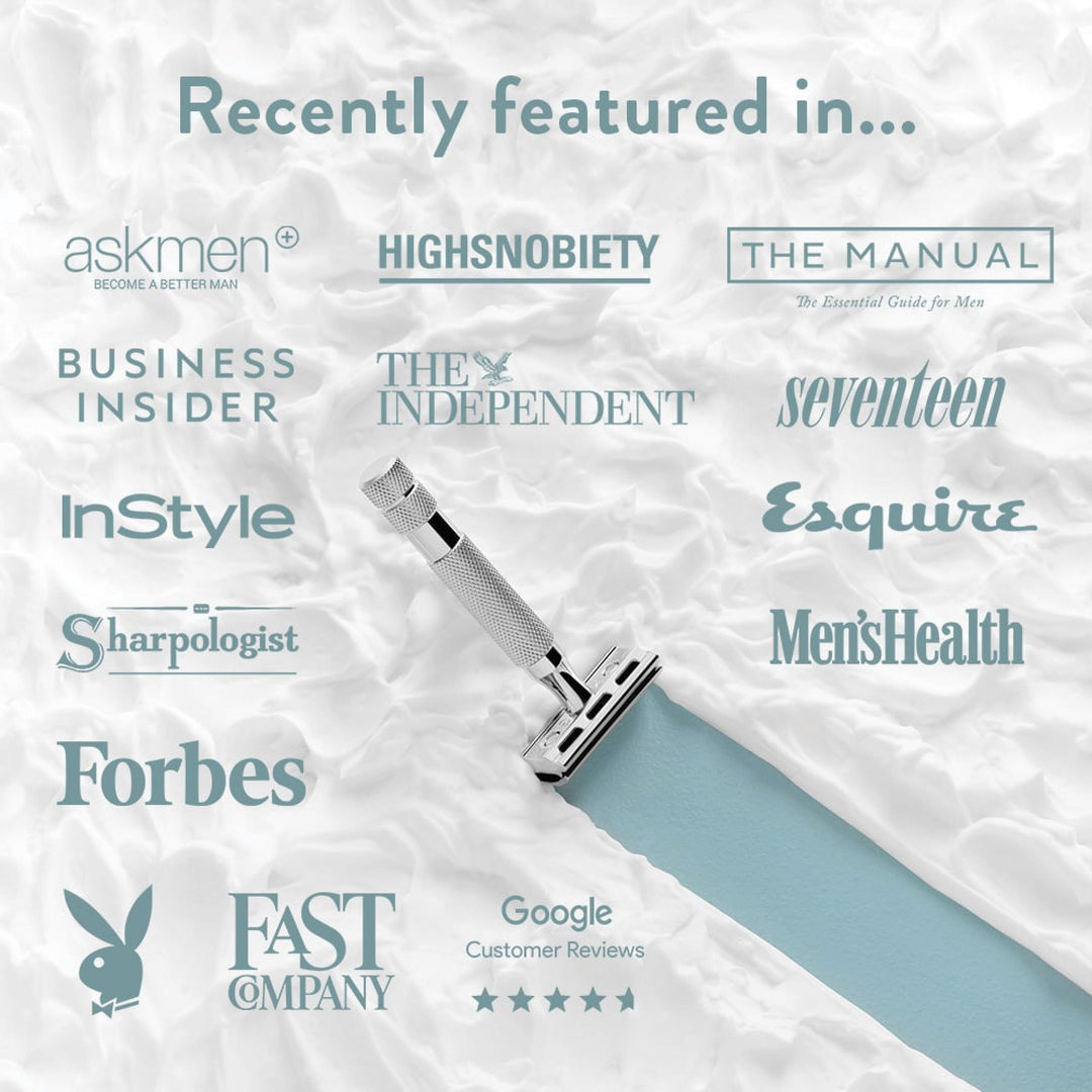 Rockwell Razors 6C White Chrome Double-Edge Safety Razor for Men and Women with 6 Adjustable Shave Settings and 5 Fully Recyclable Eco Razor Blades