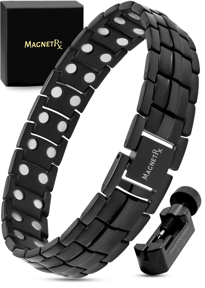 ® Ultra Strength Magnetic Bracelet - Effective Stainless Steel Magnetic Bracelets for Men - Adjustable Bracelet Length with Sizing Tool for Perfect Fit (Black)