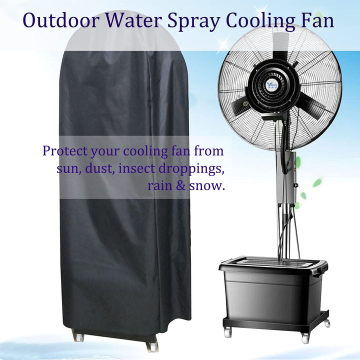 J&C Fan Cover 420D Misting Fan Cover Waterproof Spray Cooling Fan Cover Industrial Fan Dust Cover Outdoor Water Misting Fan Covers Patio Water Tank Electric Fans Case Heavy Duty Large (No Fan