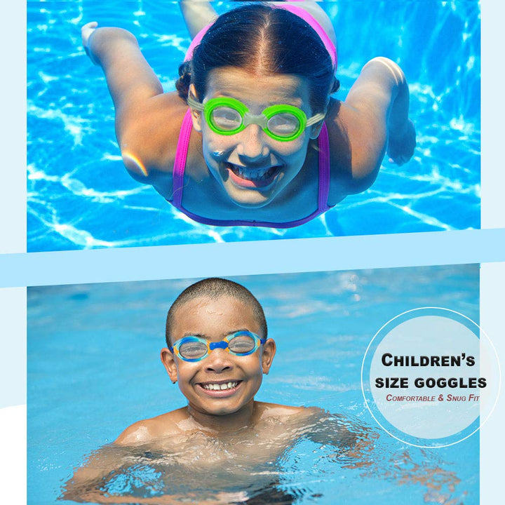Kids Swim Goggles for Boys and Girls - Adjustable Straps, Silicone Eye Seal, UV Protection and Anti Fog Lenses Swimming Goggle - Blue Tie Dye