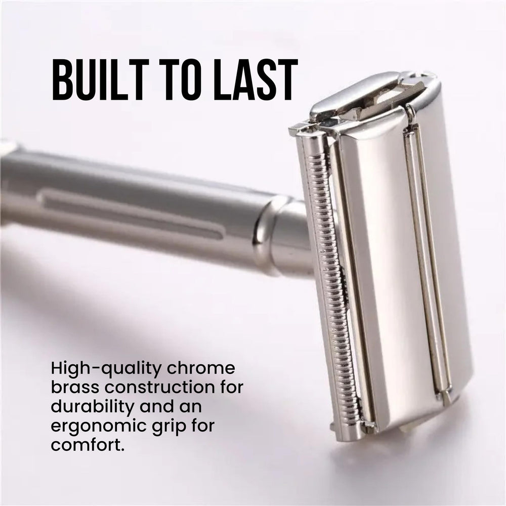 Shaving Factory Twist to Open Double Edge Safety Razor and 10 Blades