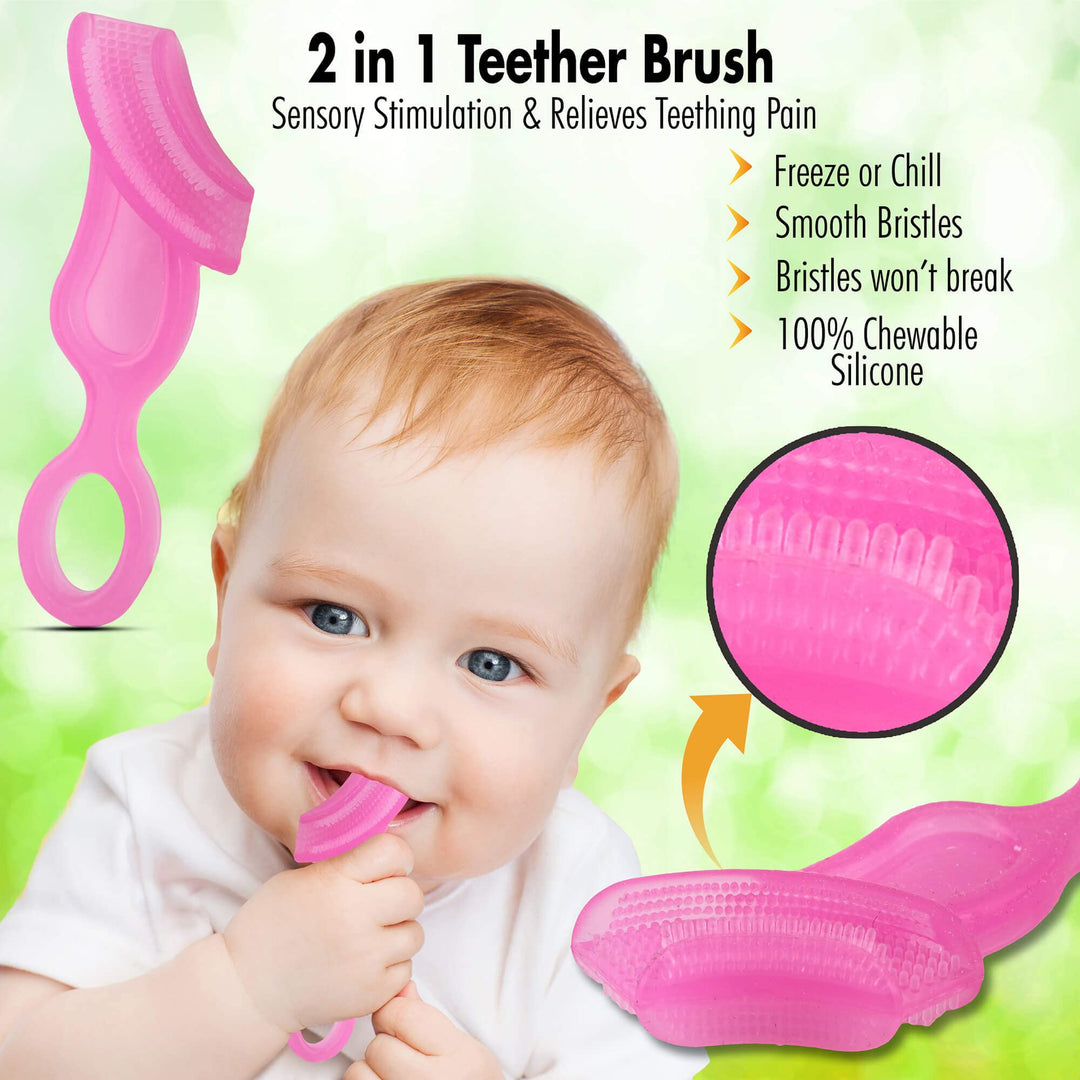 Baby Buddy Baby's 1st Toothbrush Stage 4 for Babies/Toddlers, Kids Love Them, Clear, 2 Count