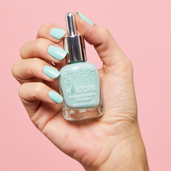 - Plant-Based Chip Free Nail Lacquer - Non Toxic, Bio-Sourced, Long-Lasting, Strengthening Polish - Hula Girl (Sky Blue) - 0.41oz