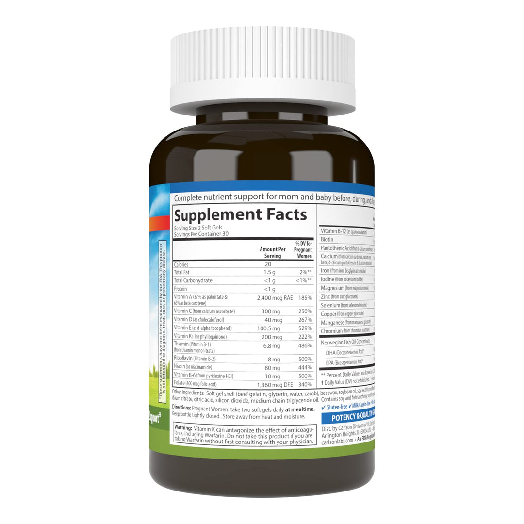 - Prenatal, Multiple with DHA & Vitamin D3, Pregnancy Health, Fetal Development & Immune Support, 60 Softgels