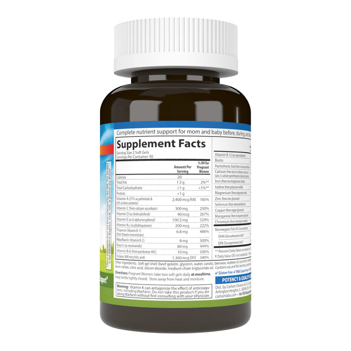 - Prenatal, Multiple with DHA & Vitamin D3, Pregnancy Health, Fetal Development & Immune Support, 60 Softgels