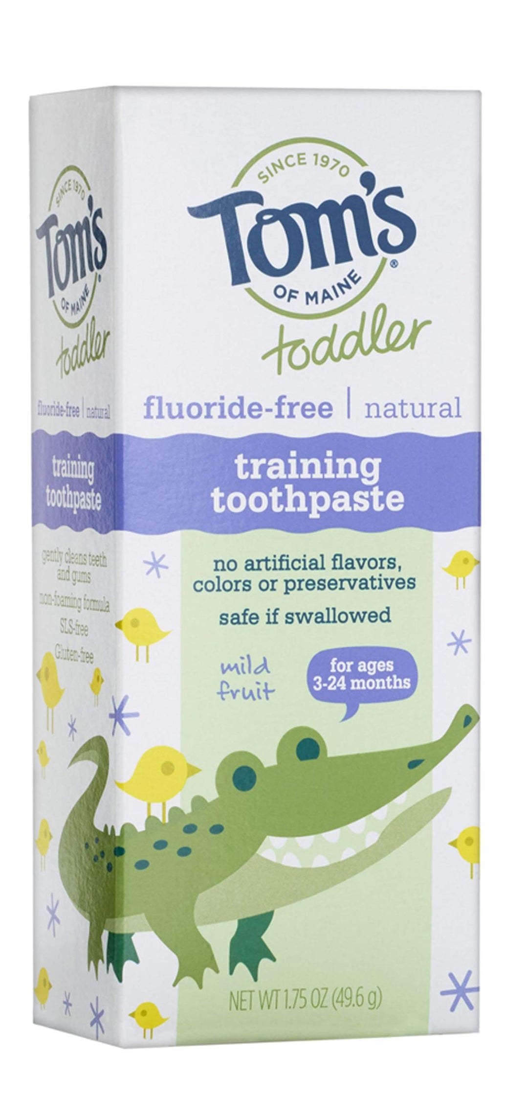Tom's of Maine Toddlers Fluoride-Free Natural Toothpaste in Mild Fruit Gel, 1.75 Ounce