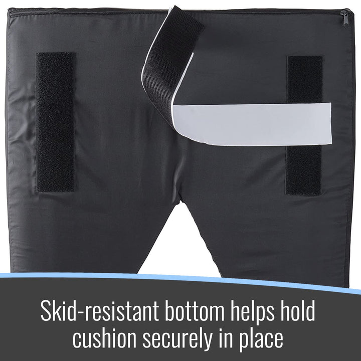 Comfort Contoured Foam Coccyx Seat Cushion with Nylon Oxford Cover, For Chair or Wheelchair, 18 x 16 x 2 inches, Black