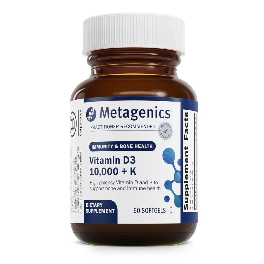 Vitamin D3 + K - for Immune Support, Bone Health & Heart Health* - Vitamin D with MK-7 (Vitamin K2) - Non-GMO - Gluten-Free - 60 Softgels - 10,000 IU