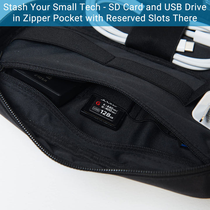 Purevave Electronics Organizer, Tech Organizer Pouch, Tech Travel Organizer, Compact Small Travel Cable Organizer for Cord, Phone Charger, USB Drive, SD Card and Power Bank Black
