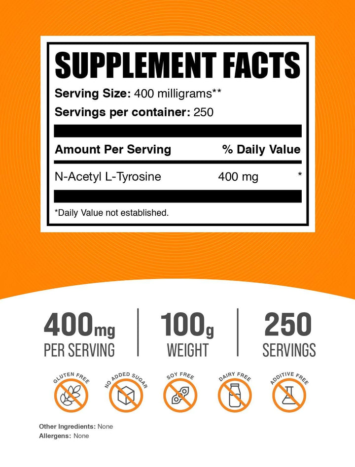 Pure N-Acetyl L-Tyrosine (NALT) Powder (100 grams)