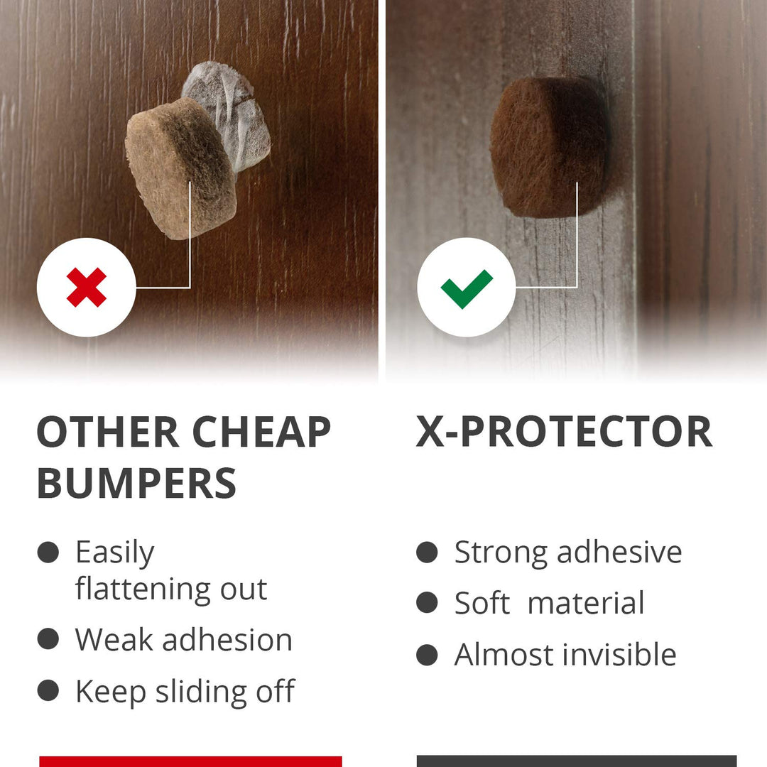 Cabinet Door Bumpers 100 PCS – Small Felt Pads 3/8” – Ideal Brown Felt Bumpers – Self-Adhesive Thick Felt Dots – Bumper Pads to Protect Glass & Other Surfaces!