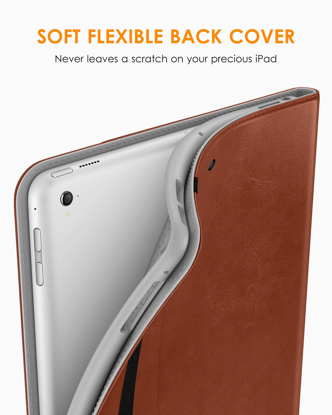 for iPad 9.7 Inch 5th/6th Generation 2018/2017 Case with Apple Pencil Holder, Premium Leather Folio Stand Cover Case for Apple iPad 9.7 inch, Also Fit iPad Pro 9.7/Air 2/Air - Brown