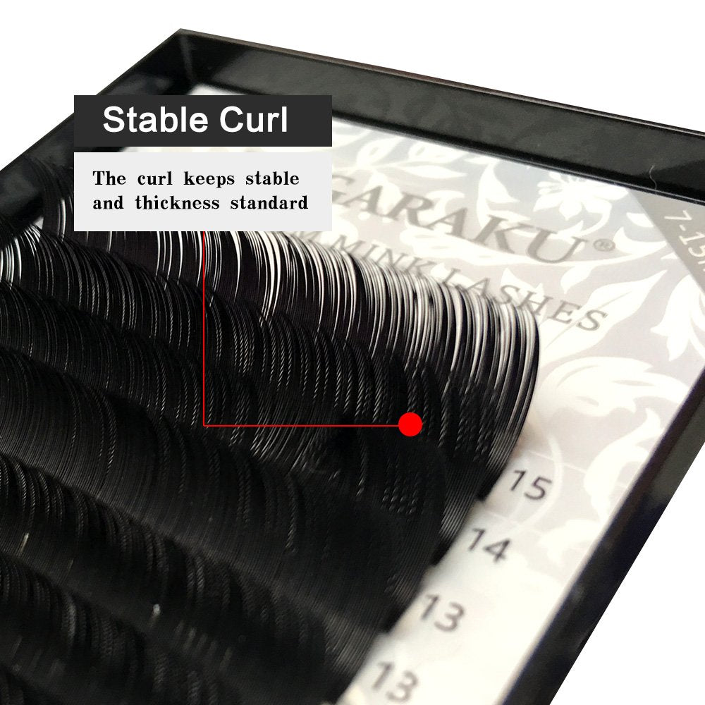 Eyelash Extensions Individual Lashes 0.05mm B curl 7-15mm Mix Tray Classic Matte Black Soft Natural Faux Mink 16 rows