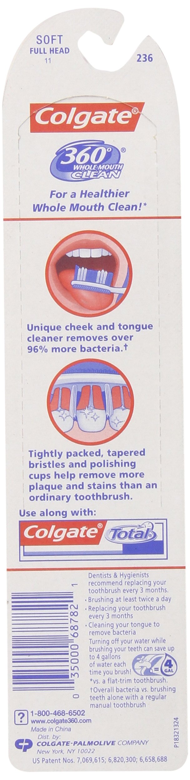 360 Degree Adult Full Head, Soft, Twin Pack Toothbrush
