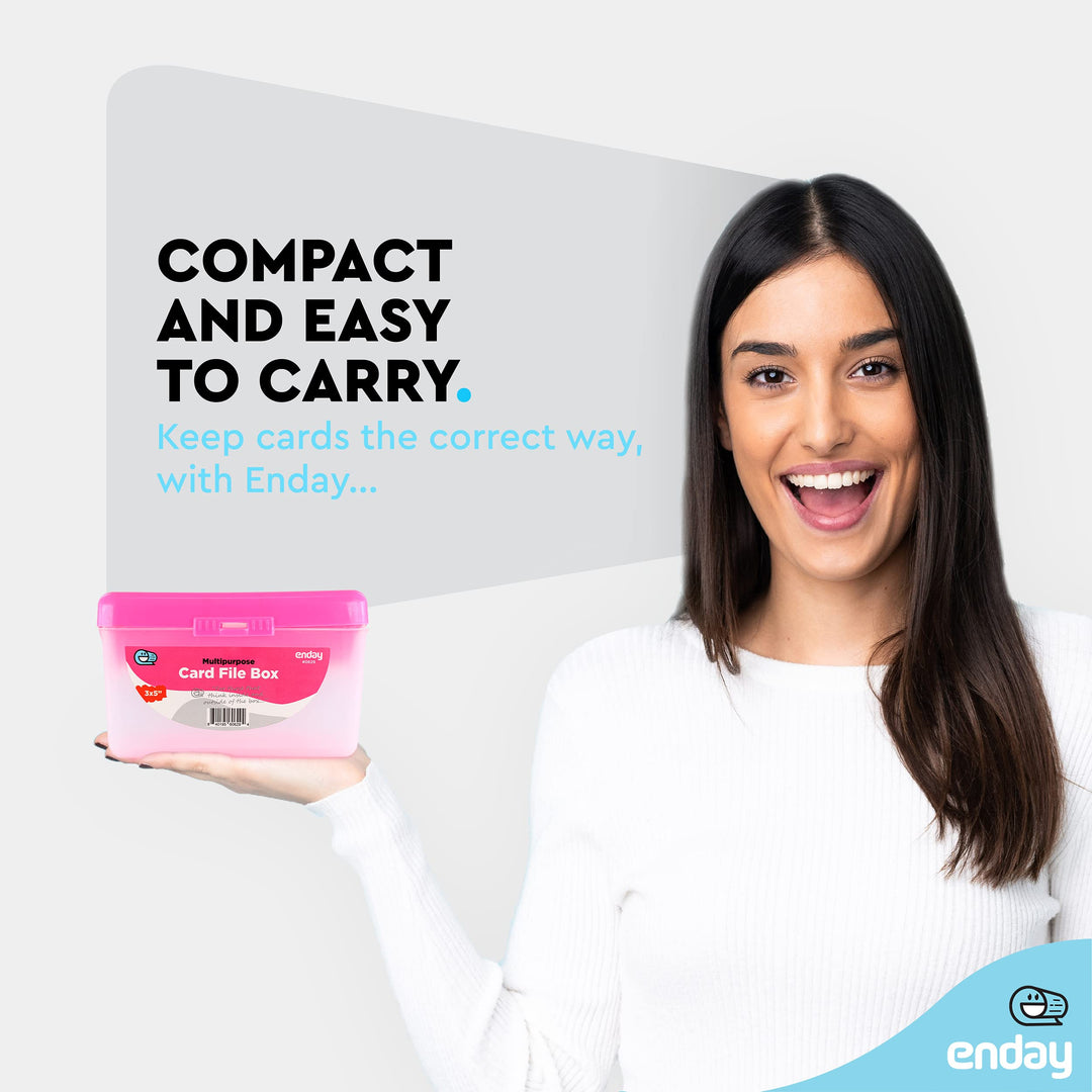 Index Card Holder Pink, 3x5 Note Flash Card Organizer Case, Index Card File w/flip top, Notecard Recipe, Holder, Holds 250 Cards, Also Available in Purple, Red, Green, Blue, Grey (1 PC)
