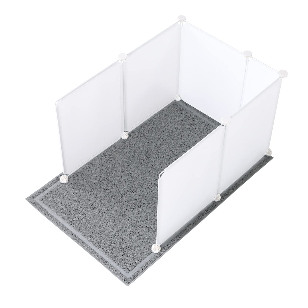 Cat Litter Box Enclosure Splash Guard Extra Large 28L × 21.5W x 18H inch, Light Weight Plastic Sheets with Cat Litter Mat Easy Clean (White)