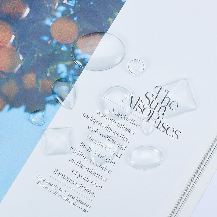 PandaHall Elite 60 Pcs Half Round Flat Back Clear Glass Dome Tile Cabochon 10 Styles for Photo Pendant Craft Jewelry Making