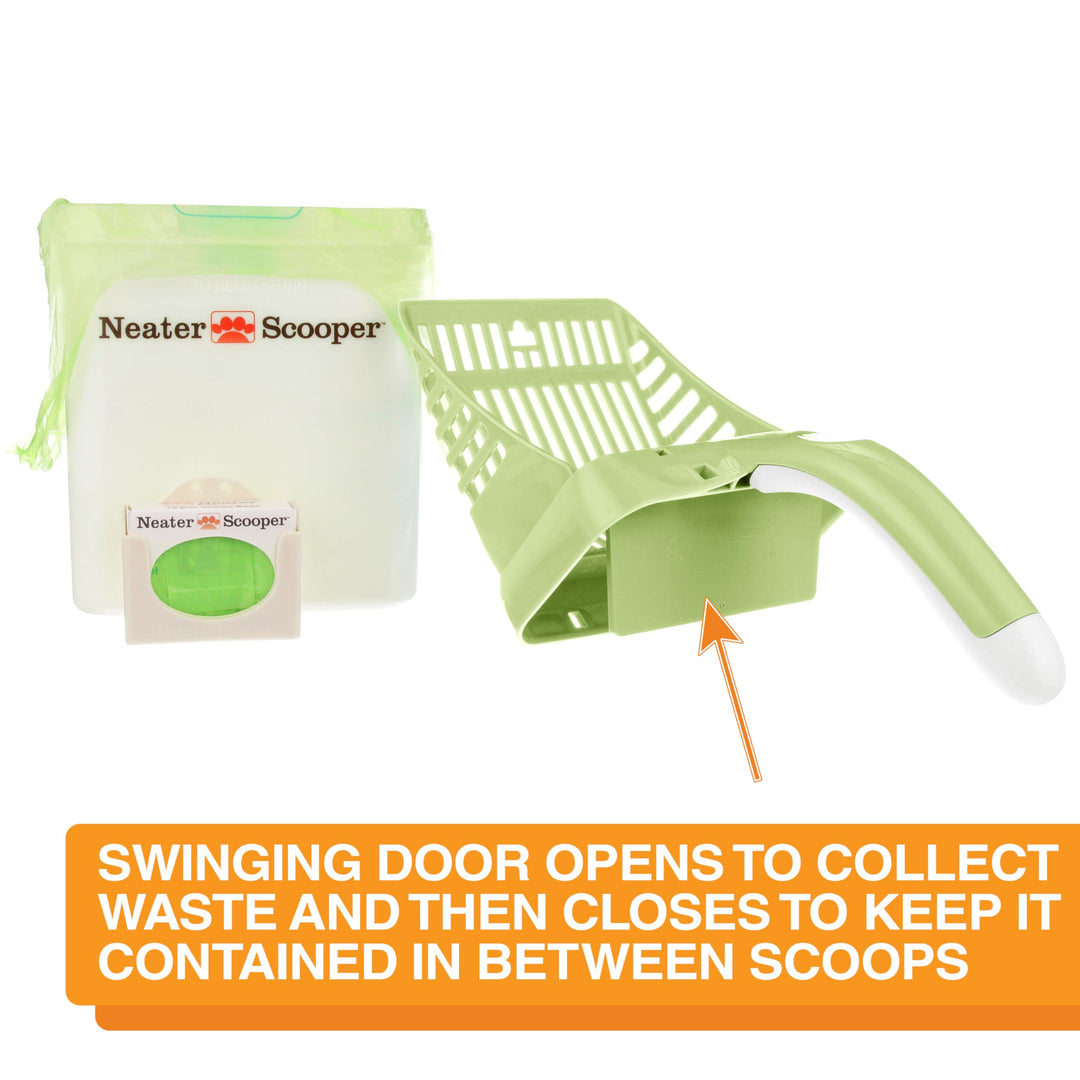 - Neater Scooper Mess-Free Cat Litter Scoop - Scoop to Bag Spill-Proof Kitty Litter Sifter System with Waste Bin - Includes 60 Refill Bags, Green