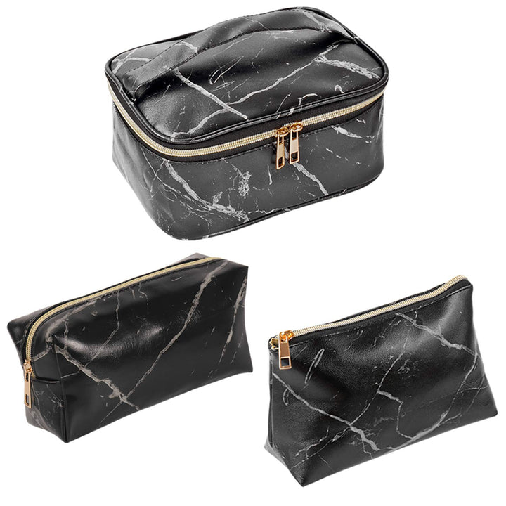 3 Pack Marble Makeup Bag Toiletry Bag Travel Bag Portable Cosmetic Bag Makeup Brushes Bag Waterproof Organizer Bag for Women Girls Men
