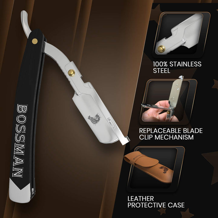 Professional Barber Straight Razor - Straight Edge Shaving Razors for Men - Classic Straight Razors for Men - Men’s Razor with Double Sided Blade