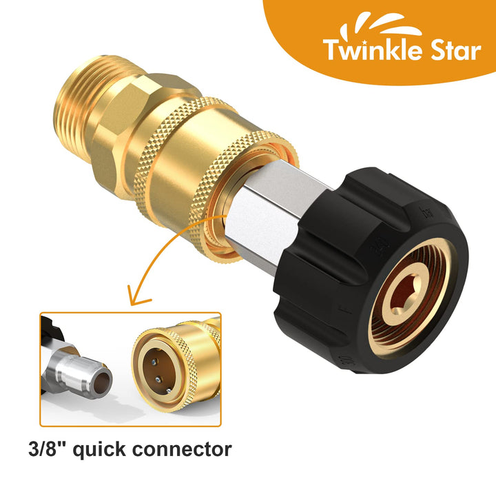Pressure Washer Adapter Set Quick Connect Kit, M22 14mm Swivel to 3/8'' Quick Connect