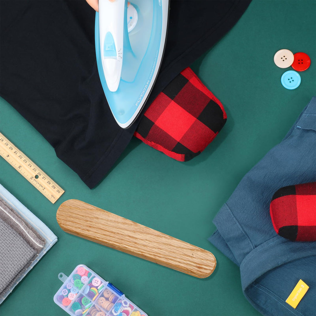 5 Pieces Tailor's Ham Seam Roll Tailors Hard Wood Tailors Clapper Bundle Protective Ironing Scorch Mesh Ironing Pressing and Molding Darts Curved Seams Tailors Clapper for Ironing Protection