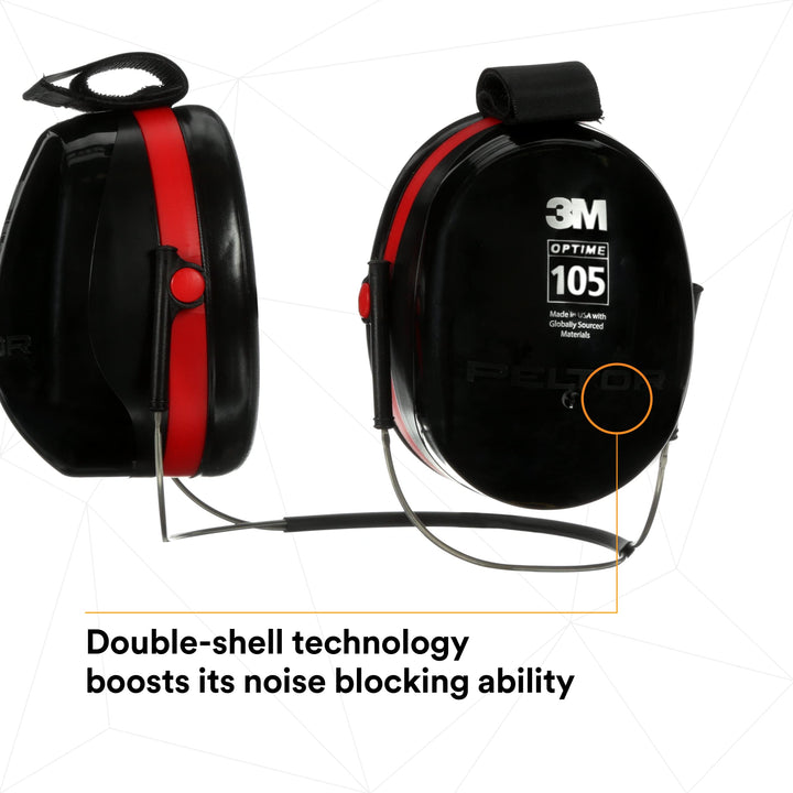 PELTOR Optime 105 Earmuffs H10B, Behind-the-Head