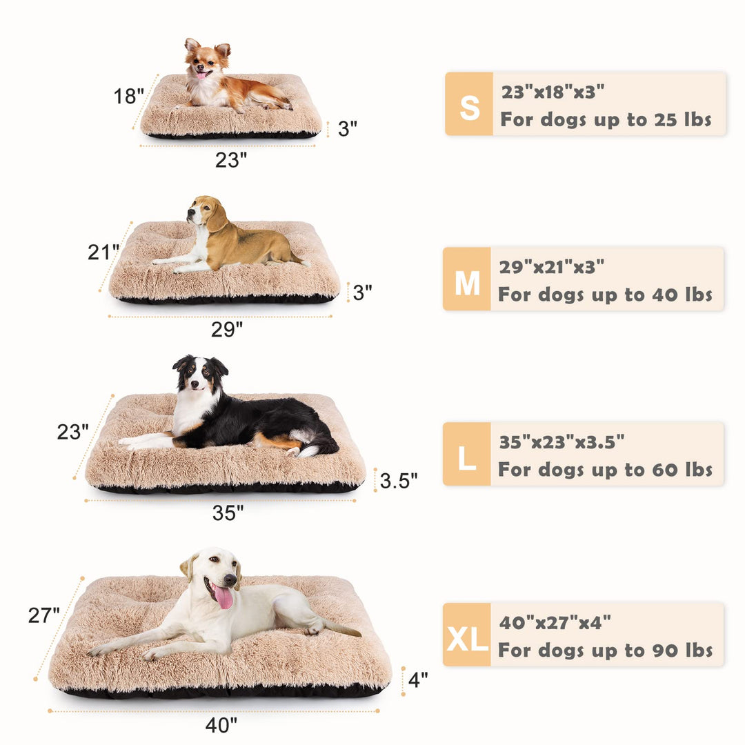 Large Dog Bed Crate Pad, Ultra Soft Calming Dog Crate Bed Washable Anti-Slip Kennel Crate Mat for Extra Large Medium Small Dogs, Dog Mats for Sleeping and Anti Anxiety,40 x 27, Beige