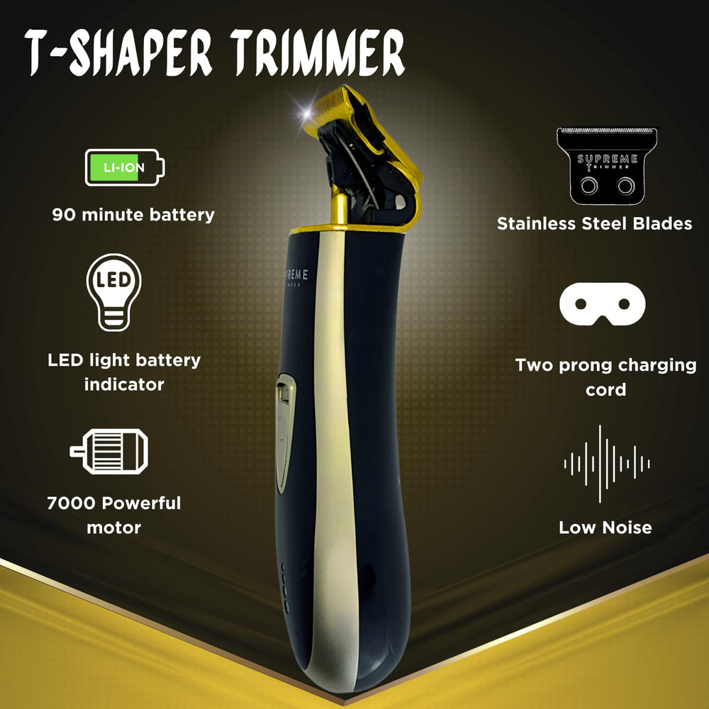 T Shaper | Professional Barber Trimmer Hair Clippers for Men (90 Min Run Time) Cordless Hair Trimmer Zero Gapped Liner Beard Trimmer | ST5210 Gold
