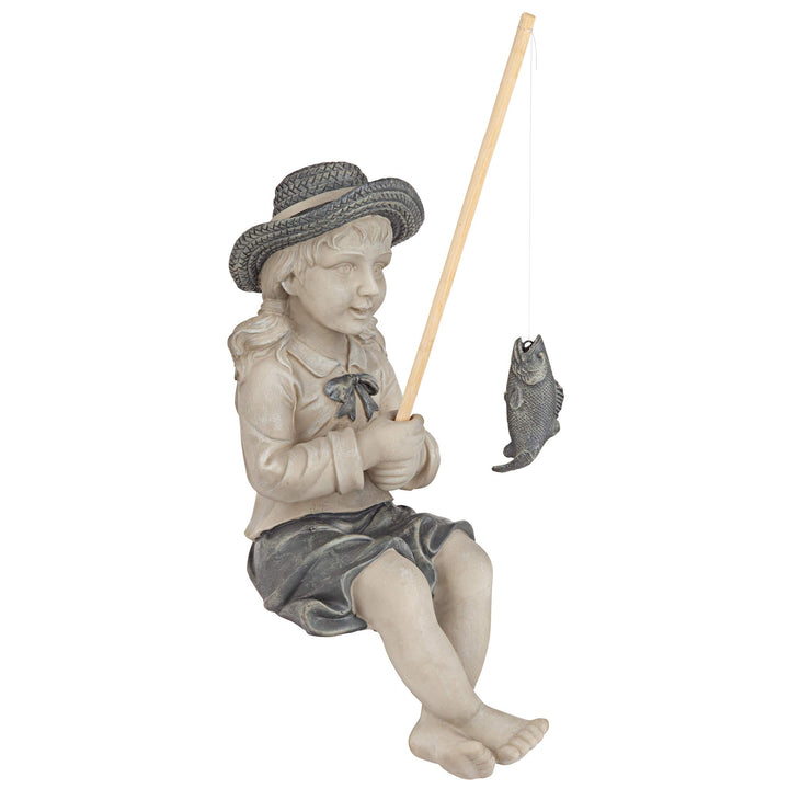 AL18606 Nellie’s Big Catch Fisherwoman Handcast Polyresin Statue, Medium, Two Tone Stone