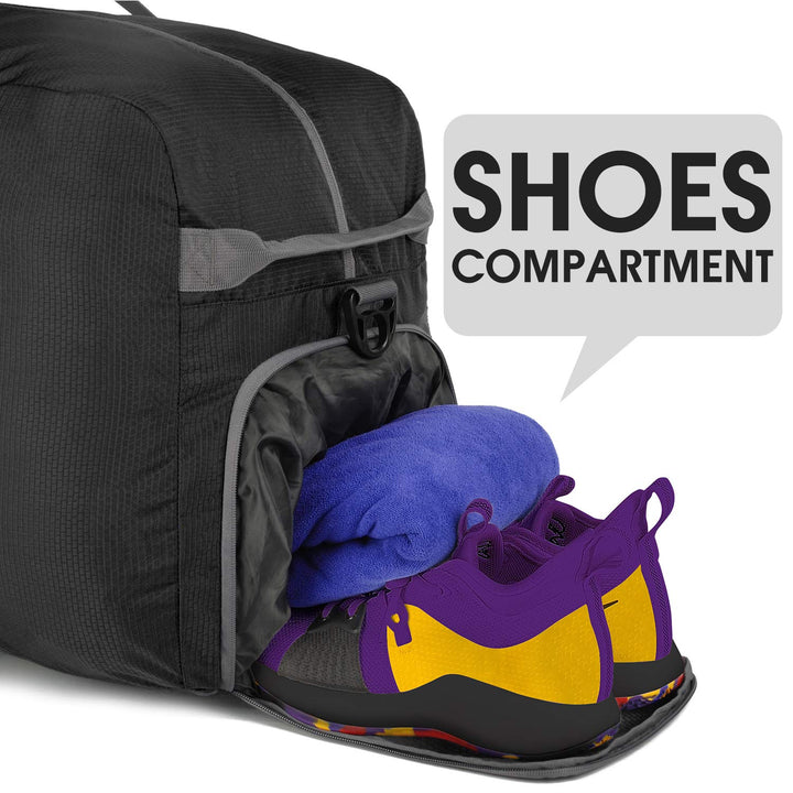 28 Foldable Duffle Bag 80L for Travel Gym Sports Lightweight Luggage Duffel By (28 inches (80 Liter), Black 28'')