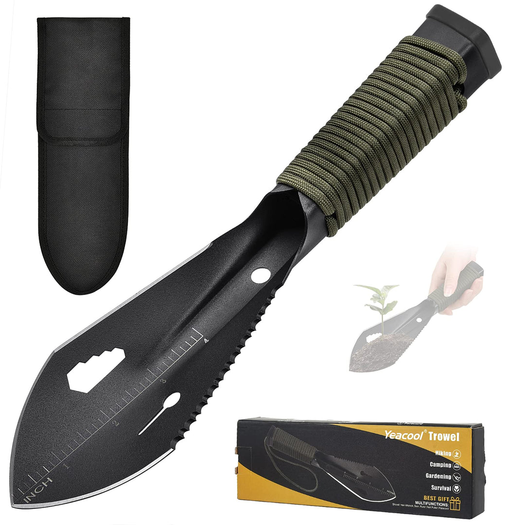 Backpacking Shovel, Camping Hand Trowel, Lightweight Hiking Shovel, Small Potty Multitool with Carrying Pouch for Digging, Metal Detecting, Gardening, Survival and Outdoor