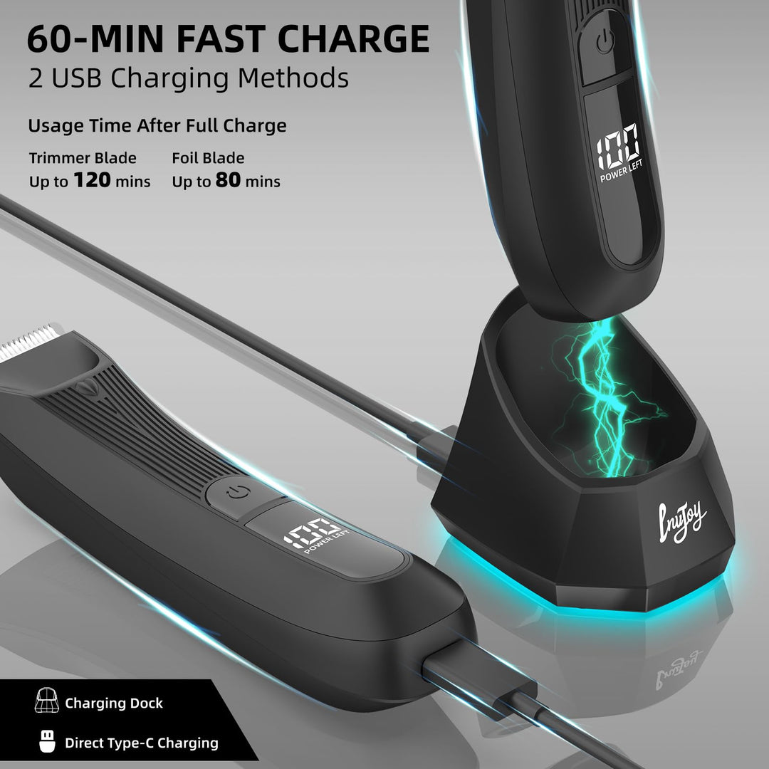 Manscape Ball Trimmer Shavers - No Nicks, Pubic &Body Hair Trimmer for Men w/Dual-Head Trimmer&Foil Blades, Waterproof Body Groomer Kit w/Light, Electric Razor for Groin Back Chest Pube Armpit