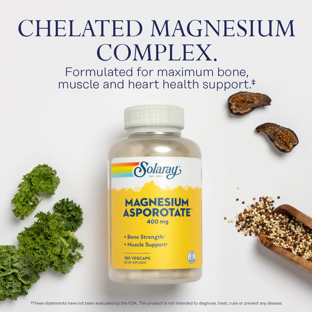 Solaray Magnesium Asporotate 400 mg | Aspartate, Orotate & Citrate Complex | Healthy Heart, Muscle, Nerve & Circulatory Function Support | 180 VegCaps