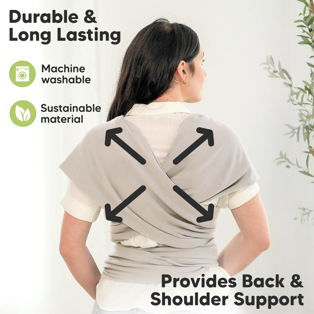 Baby Wrap Carrier - All in 1 Original Breathable Baby Sling, Lightweight,Hands Free Baby Carrier Sling, Baby Carrier Wrap, Baby Carriers for Newborn, Infant, Baby Wraps Carrier (Stone Gray)