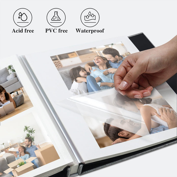 Large Photo Album Self Adhesive for 4x6 8x10 10x12 Pictures Scrapbook Album DIY Scrap Book 40 Sticky Pages with A Metallic Pen 13x12.640 Pages Khaki