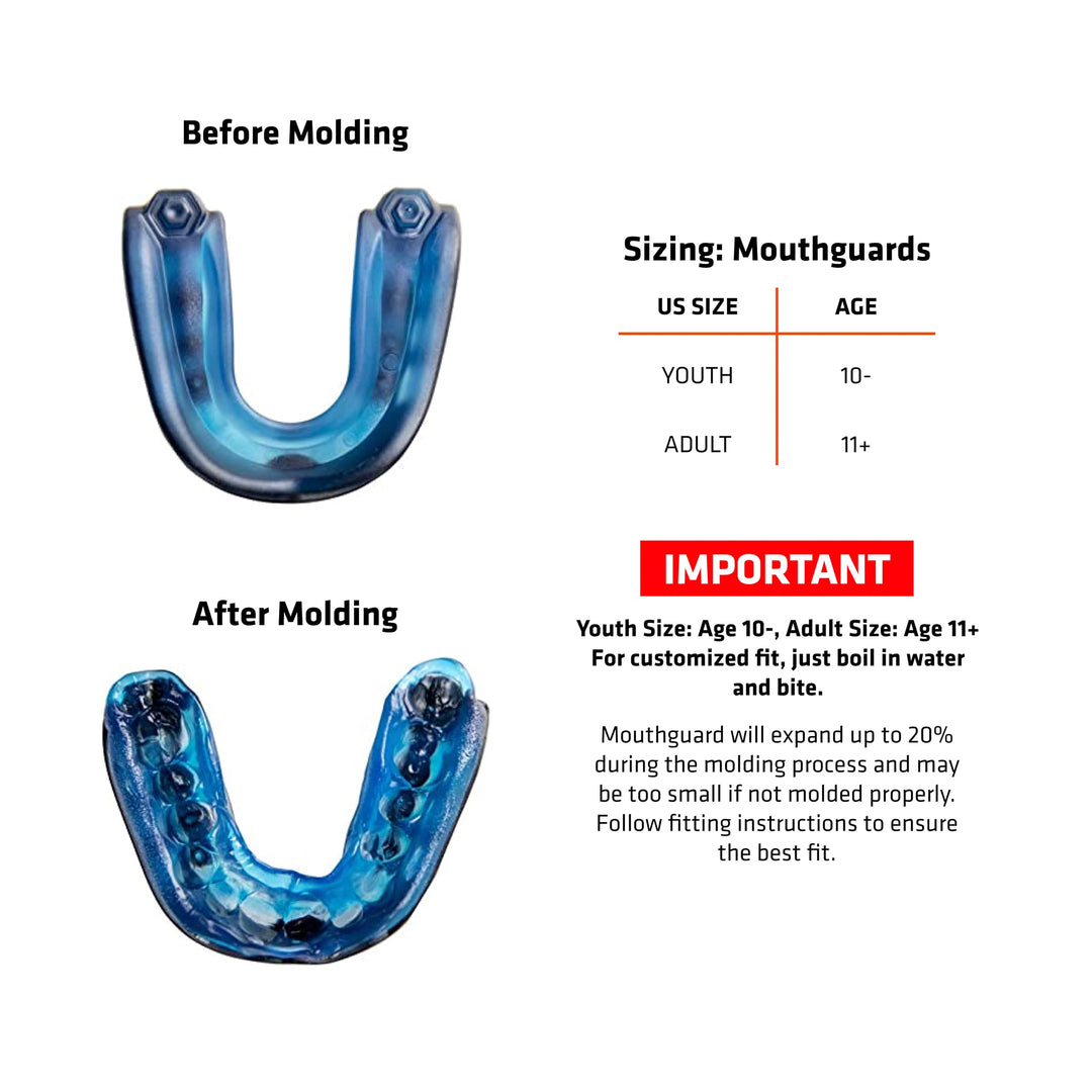 Mouth Guard Sports, Hockey, Lacrosse, Baseball, Wrestling Moutguard, Gel Max Heavy Duty Protection & Custom Fit, Football Mouth Guard with Strap, Adult & Youth Mouthguard