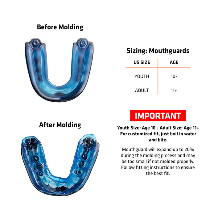 Mouth Guard Sports, Hockey, Lacrosse, Baseball, Wrestling Moutguard, Gel Max Heavy Duty Protection & Custom Fit, Football Mouth Guard with Strap, Adult & Youth Mouthguard