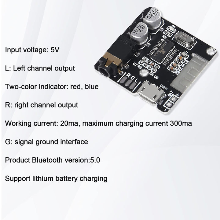 4Pcs Bluetooth Audio Receiver Board VHM-314 Bluetooth 5.0 MP3 Lossless Decoder Board Wireless Stereo Music Module 3.7-5V