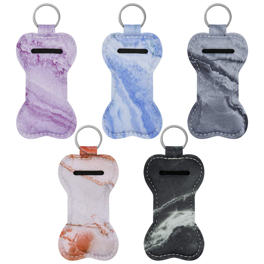 5 Pack Neoprene Chapstick Keychain Holder Lipstick Pouch Lip Balm Holder Travel Accessories (Marble Pattern) : Marble Pattern