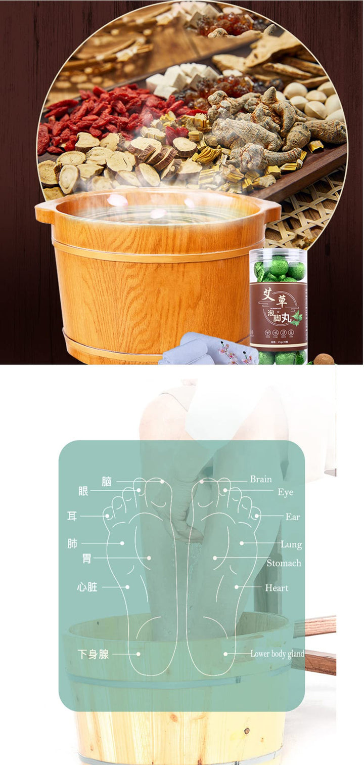 Wormwood Soaking Foot Bath Ball Softens Calluses, Soothes Sore Tired Feet, Improve Blood Circulation, Dispel Cold, Relax Muscles, Relieve Pain, Help for Sleep15.8OZ (15gx30pcs)