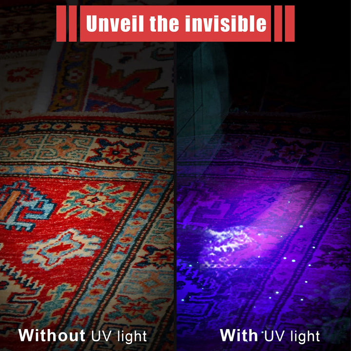 2 Pieces UV Black Light Flashlight Small Blacklight Flashlights Pen Lights for Leak, Pet Urine, Hotel Inspection, Dry Stain and Dye Detector, 5.2 Inches Long