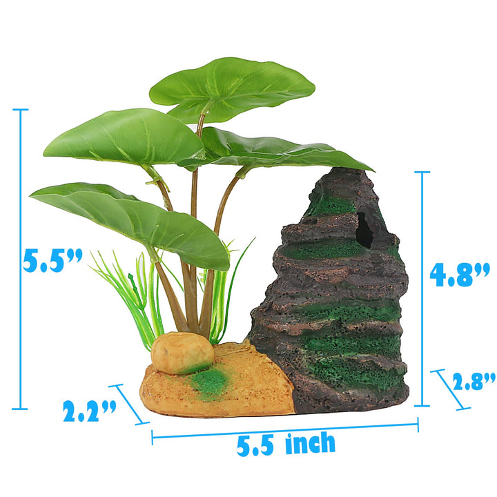 Betta Fish Leaf Pad Hammock Aquarium Decoration Cichlid Fish Tank Resin Rock Mountain Cave Ornaments Fish Bowl Decorations for Sleeping Resting Hiding Playing Breeding